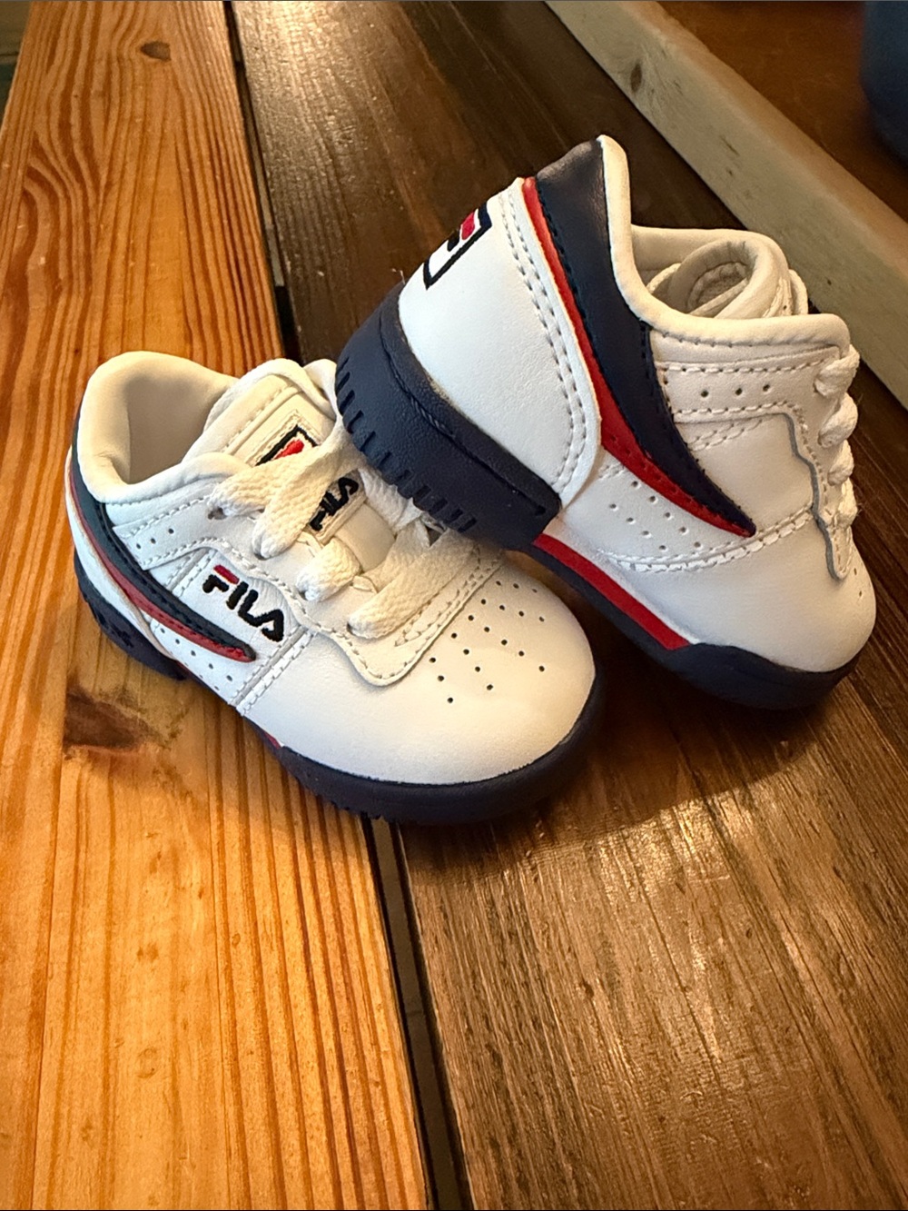 Fila Baby White Navy Red Athletic Sneakers never worn